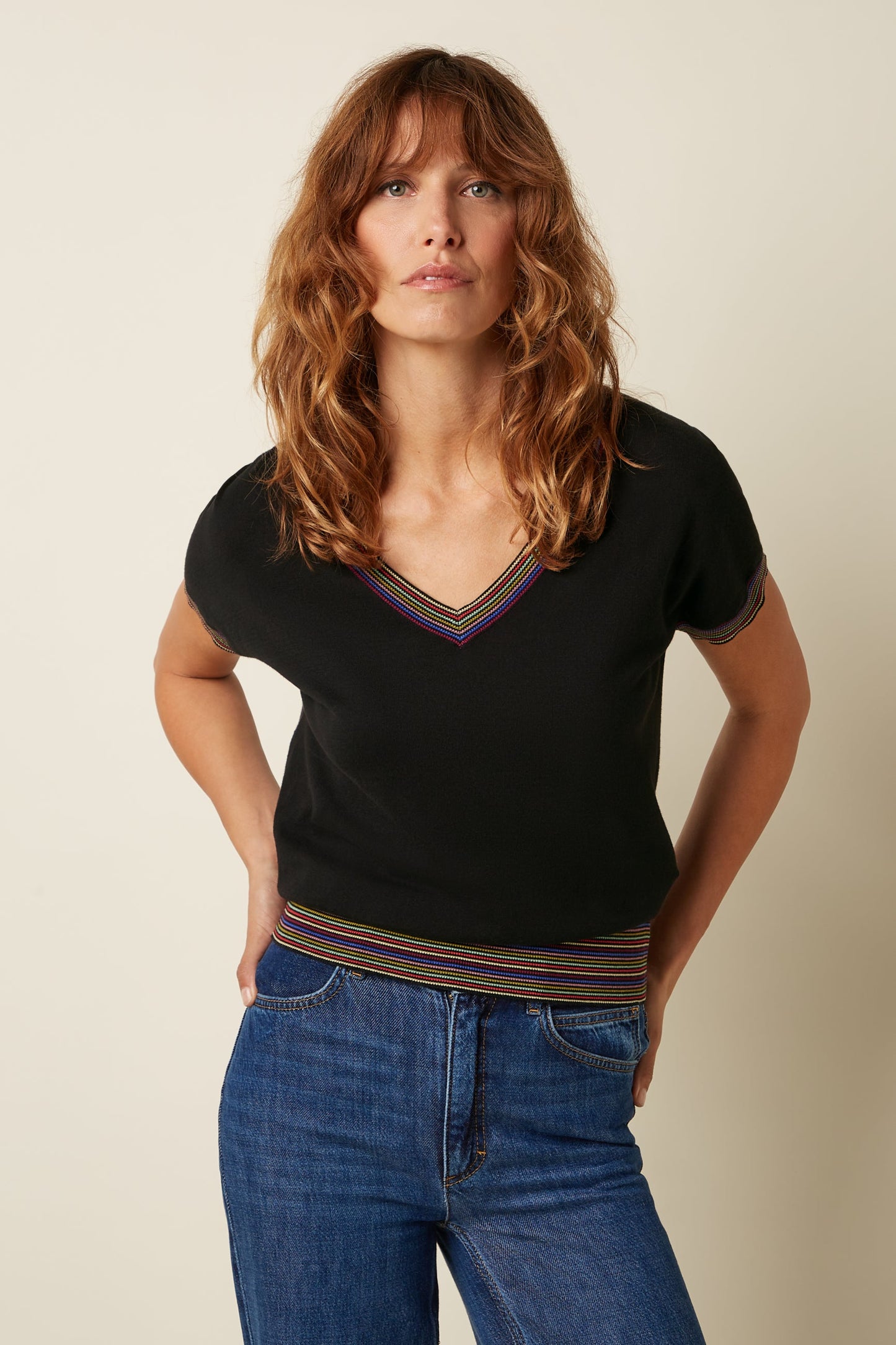 King Louie Lyra Emel Black Organic Cotton Knit Top