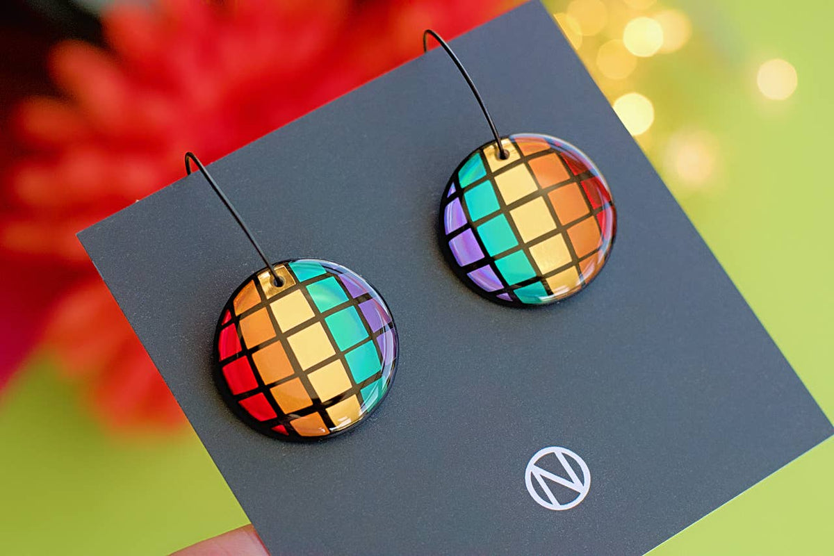 Naoi Rainbow Disco Ball Pendant Earrings Default Title