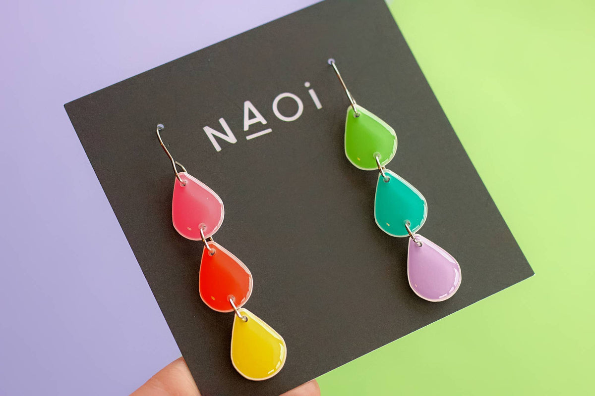 Naoi Rainbow Teardrops Statement Drop Earrings Default Title