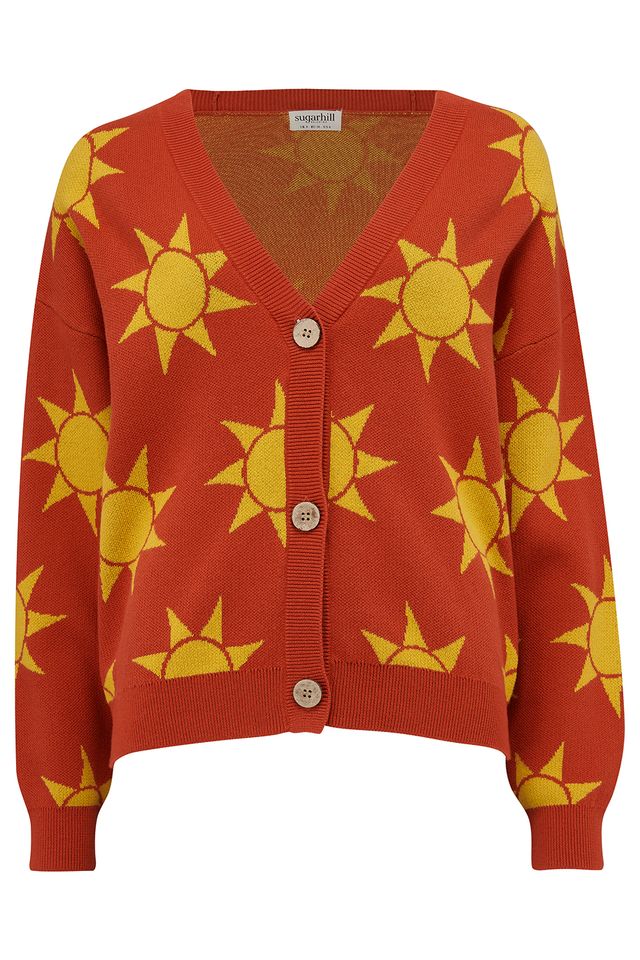 Sugarhill Brighton Angelica Rusty Red Canyon Sunshine V-Neck